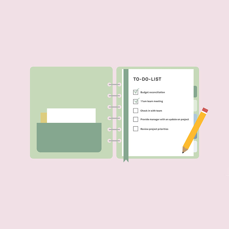 graphic drawing of to-do list notepad with pink background
