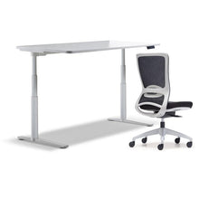 Load image into Gallery viewer, schiavello krossi home office desk electric adjustable height with white frame dash chair without arms
