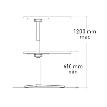 Load image into Gallery viewer, schiavello krossi desk adjustable height line drawing with height dimension 600mm to 1200mm
