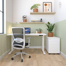 Load image into Gallery viewer, schiavello home office furniture with dash desk chair and white krossi electric adjustable desk
